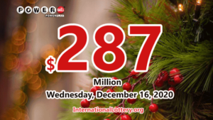 2020年12月12日的Powerball结果：奖金为2.87